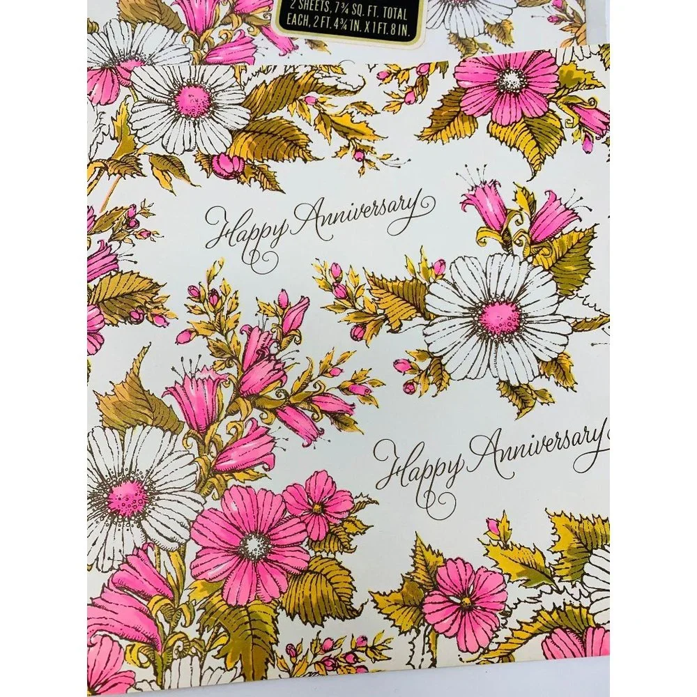 Vintage Happy Anniversary Wrapping Paper Gibson Deadstock Gift Wrap